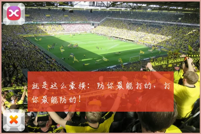 就是这么豪横：防你最能打的，打你最能防的！
